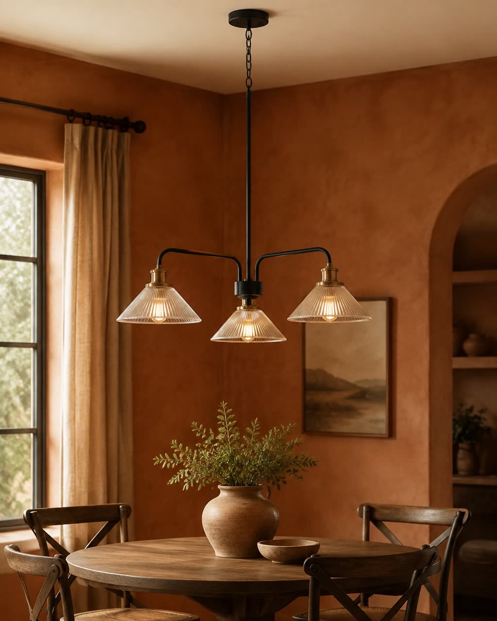 Chandelier in a warm interior
