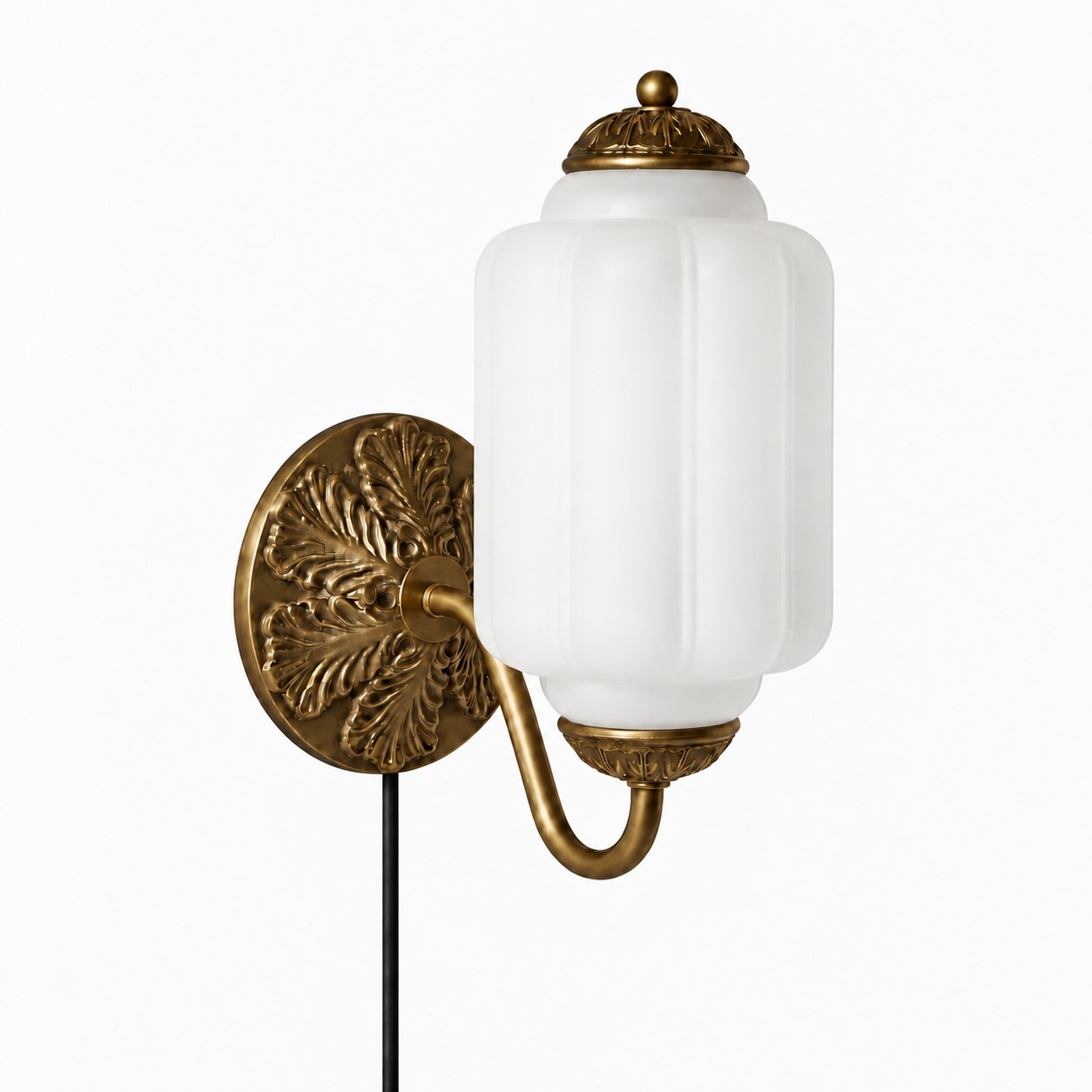 Eloise fluted milk-glass plug-in wall sconce