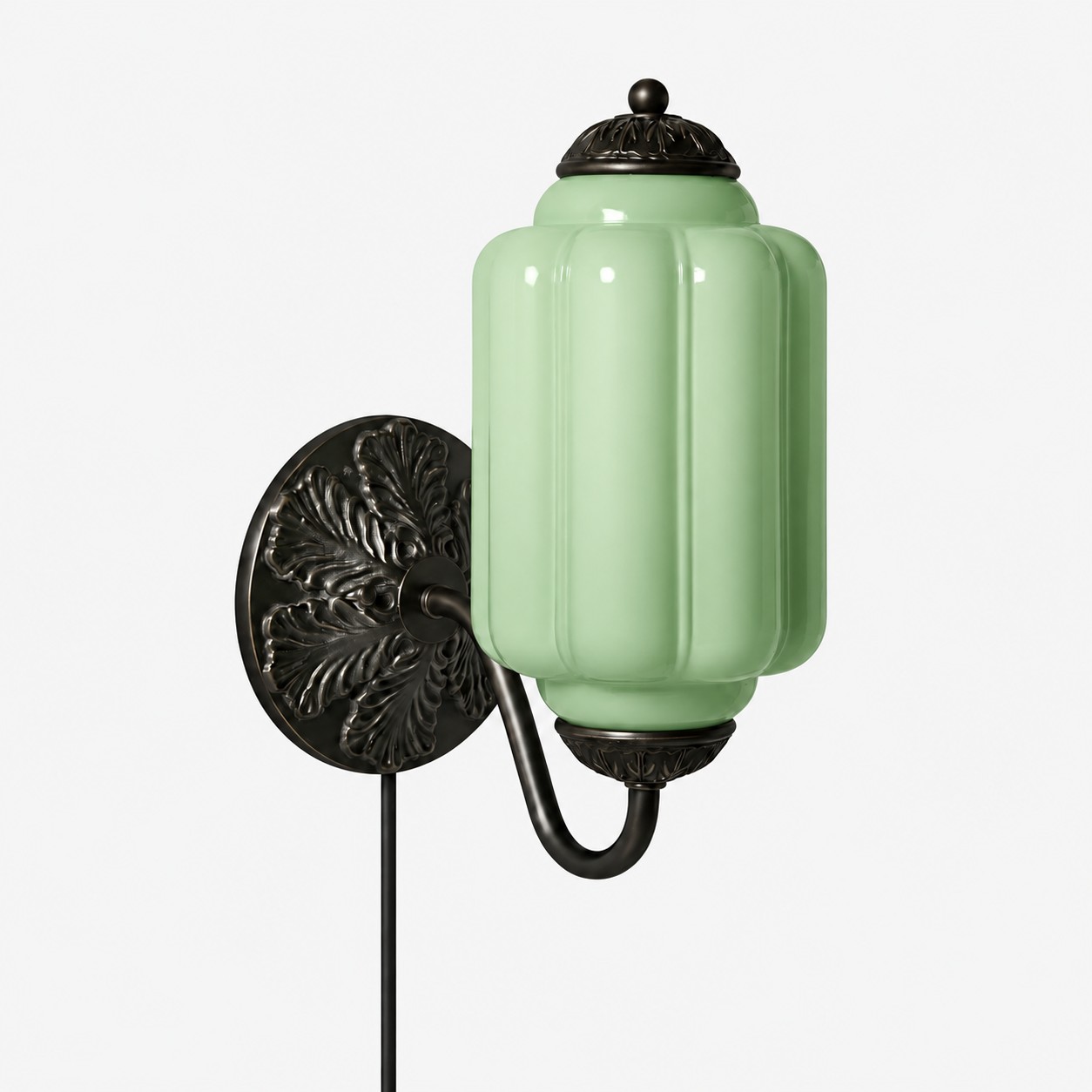 Eloise fluted milk-glass plug-in wall sconce