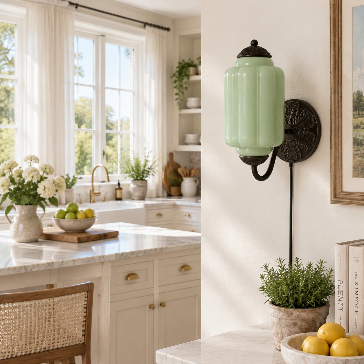 Eloise fluted milk-glass plug-in wall sconce